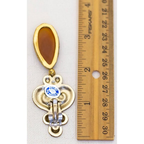 Vintage Intricate Huge Statement Clip On Earrings by Echo En Mexico - A18 - Picture 3 of 3